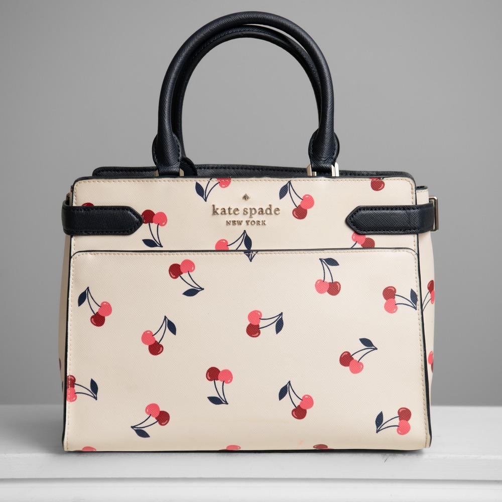 Kate Spade Crossbody Purse Cherry Print Satchel Pinup Rockability Coquette Cute